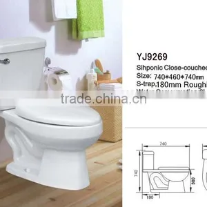 YJ9269 Bathroom Ceramics S-trap Two Pcs Toilet /WC/Water Closet thumbnail-1
