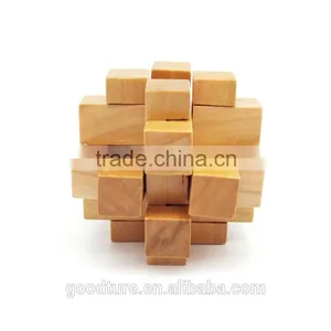 2015 Hot Sale Wooden IQ Intelligent Puzzle Magic Puzzle Kongming Lock Brain Teaser Model Number GAD1074 thumbnail-3