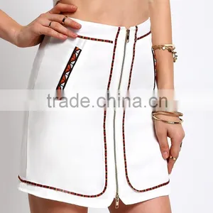 White Simple A-line 2016 Latest Fashion Micro Mini Skirt of Women thumbnail-1