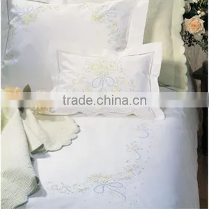 Hemstitch and Hand Embroidered Cotton Bedding Set thumbnail-2