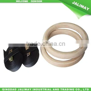 High Density Wooden Gymnastic Rings Gym Workout Exercise With Buckles Straps for Upper Body Strength Fitness Quality Choice thumbnail-1