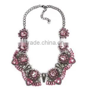 Alloy Flower Crystal Acrylic Hot Fashion Women Jewelry Necklace Chain Statement thumbnail-3
