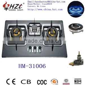Low Price 3 Burner 710mm Stainless Steel Top Gas Range thumbnail-2