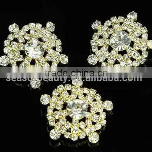 Crystal Golden Shank Snow Shape Fashional Rhinestone Button RNK184J thumbnail-1