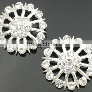 Silver Round Metal Shank Button With Rhinestones RNK1293 thumbnail-2