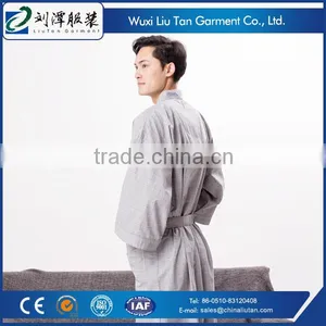 Grey Plaid Men's Sexy Asian Pajamas Sleepwear Producer thumbnail-4
