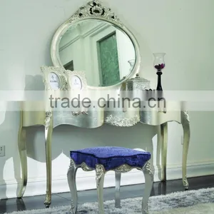 Solid Wood New Classical Furniture Used Bedroom Set Double Bed Bedside Table Wardrobe Dressing Table Bench Royal Chair Commode thumbnail-4