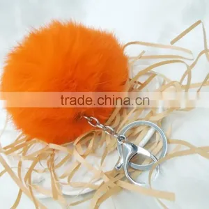 Factory Design Rabbit Fur Pom Pom Keychain thumbnail-1