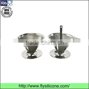High Quality Wholesale Pour Over Stainless Steel Coffee Cone Dripper With Cup Stand thumbnail-5