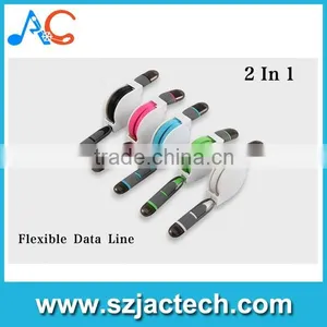 Colorful Micro USB Cable 2 in 1 Sync Data Charging USB Cable for IPhone 5 5s 6 Plus Samsung thumbnail-1