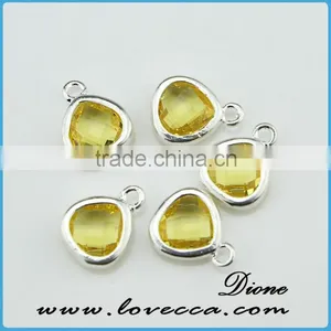 Hot Sell Beautiful Various Shape+color Silver Frame Glass Gemstone Pendant thumbnail-3