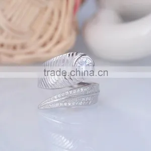 Snake Tail Shaped Ring With One White Zircon Open Ended Design thumbnail-2