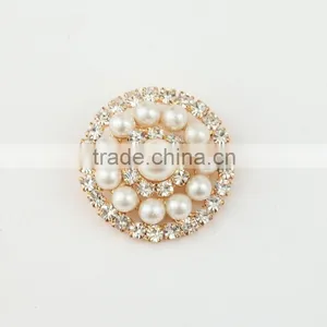 Wholesale Fashion Round Rhinestone Button With Plastic Pearl for Apparel Decoration thumbnail-2