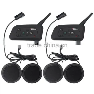 2016 Updated Soft Earphone! 2 Pcs V4 Motorcycle Helmet Bluetooth Intercom Headset With FM for 4 Riders 1200m Wireless Interphone thumbnail-1