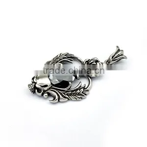 Classic Mens Hiphop Jewelry Never Fade Stainless Steel Crystal Skull Pendant Charm thumbnail-3