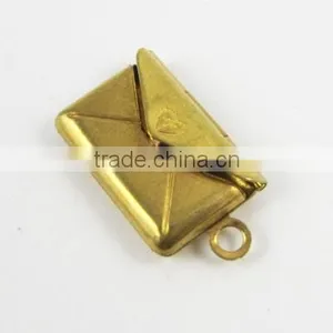 13*18MM Vintage Raw Brass Love Envelope Photo Locket,antiqued Locket 1191023 thumbnail-2