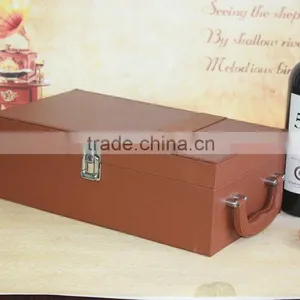 Chinese Factories Wholesale Custom High-grade PU Leather Wine Champagne Boxes, Brown Gift Box thumbnail-3