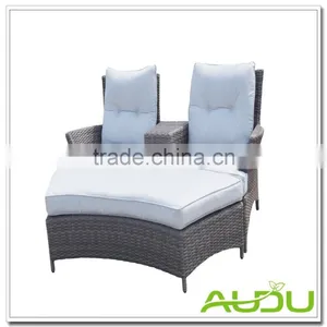 Couple Lovest Double Man Half Round Wicker Rattan Lounger thumbnail-2