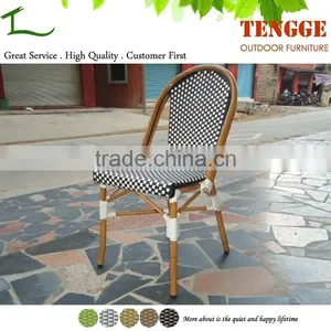 TG15-0160 Antique Style Furniture Bamboo Look Woven Rattan French Bistro Chairs thumbnail-1
