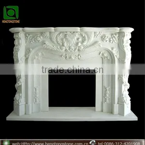 Hand Carved French Style White Marble Fireplace Mantel thumbnail-1