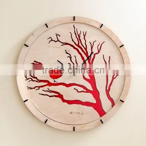Modern Wall Clock "Bird", Large Wall Clock, Wooden Clock, Wood Decor White Bird Interior, Plywood, Handmade Clock thumbnail-2