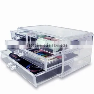 Clear Acrylic 4 Drawers Cosmetic Holder Container Makeup Box Organizer thumbnail-1