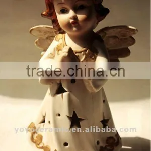 Pottery Praying Girl Angel Christmas Ornament thumbnail-1
