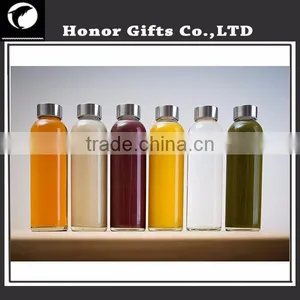 Factory Price Logo Custom Colorful Sleeves Wholesale Glass Water Bottle thumbnail-1