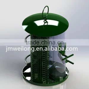 2015 Newest Triple Metal Roof PC Tube Seed,peanut,fat Ball Bird Feeder/seed Feeder/Multi Function Metal Tray Bird Feeders thumbnail-1