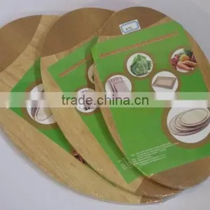 Rubber Wood Cutting Board With 2-tone in 3-pieces Set, Oval Shaped thumbnail-1