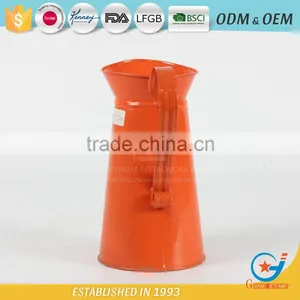 Homeware Galvanized Powder Coating Orange Water Metal Jugs With Handles Jug for Flower thumbnail-2