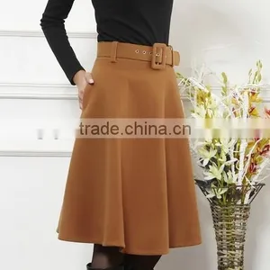 New Arrival Autumn Winter Wool Skirt for Women Long Skirt High Waist Pleated Skirts Women thumbnail-4