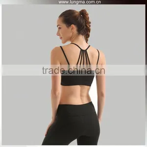 Design Your Own Private Label Gym Wear Women Elastic Band Yoga Mesh Sports Bra thumbnail-3