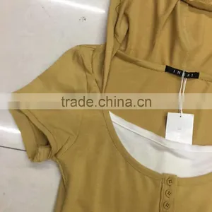 Factory Closeout Women Fashion Yellow Cute T-shirt With Hoodies thumbnail-2