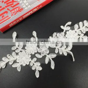 Wedding Flower Embroidery Lace Fabric 3d Flower Wedding Dress Lace Applique thumbnail-1