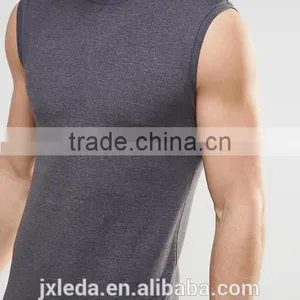 Custom Charcoal Turtleneck Sleeveless Muscle T-shirts, Sports Tank Tops Men OEM thumbnail-3