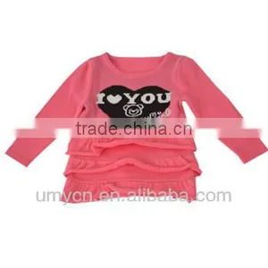 Lovely Girl's Jacquard Ruffle Edged Pullover Sweater thumbnail-1