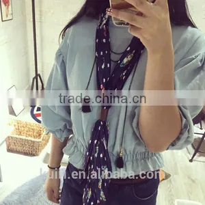 Fashion Ladies Scarves Colorful Printing Emulation Silk Tie Scarf for Women Bufandas Mujer 2016 thumbnail-5
