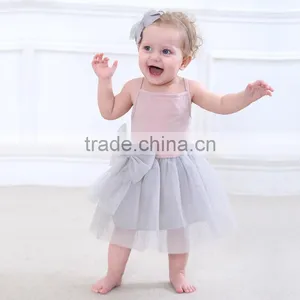 American Style Cotton Baby Girl Clothes 2017 Summer Bow Sequins Mesh Sundress New Frock Design Girl Child Dress thumbnail-1