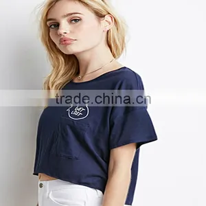 2015 Fashion Women Soft Wear Short Sleeves Pure Color Round Neck 100%cotton Tee thumbnail-3