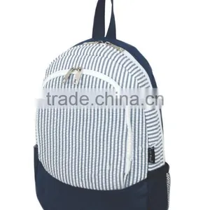 High Quality Seersucker White Toddler Backpack thumbnail-1