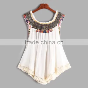 2017 Fashion Design Summer Tassel Women Sleeveless Blouses thumbnail-2