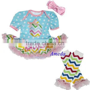 Baby Easter Egg Blue Polka Dots Pastel Chevron Tutu Romper Leg Warmers Dress Set NB-18M thumbnail-1