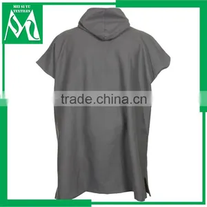Gray Poncho Hooded With Pocket Short Sleeve thumbnail-1