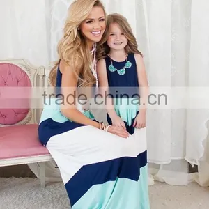 Mommy and me Maxi Dresses Strip Dresses Blue and White Long Dresses thumbnail-1