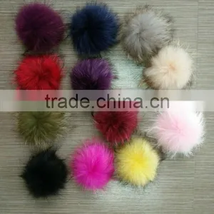 YR892 Hot Sale 12cm Diameter Colorful Raccoon Fur Ball thumbnail-2