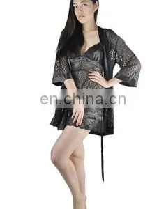 2014 Newest Sexy Heated Bathrobe/ Sleepwear-black Lace thumbnail-1