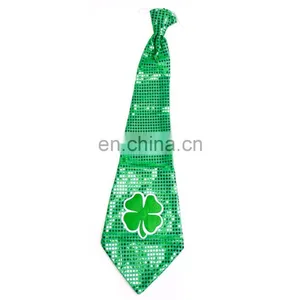 Wholesale Silk Sequin Custom Ties Shamrock St. Patrick's Day thumbnail-1