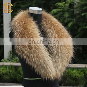 Real Raccoon Fur Collar Women`s Neck Warmers Fur Scarf Shawl thumbnail-1