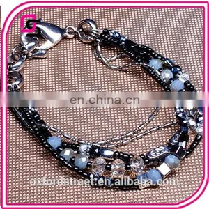 European Retro Fashion Multilayer Glass Bead Alloy Antique Bronze Bracelet thumbnail-4